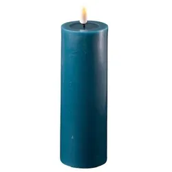 Deluxe Homeart LED Stumpenkerze Real Flame petroleum, 15 cm, Ø 5 cm