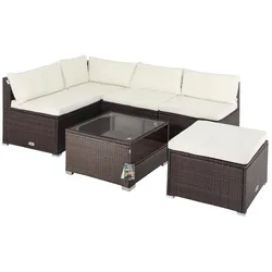 CASARIA® Polyrattan Lounge Set Perth braun/creme