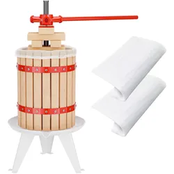 Wiltec Obstpresse 18l mit 3x Presstuch Maischepresse Weinpresse Saftpresse, Entsafter, Braun, Rot