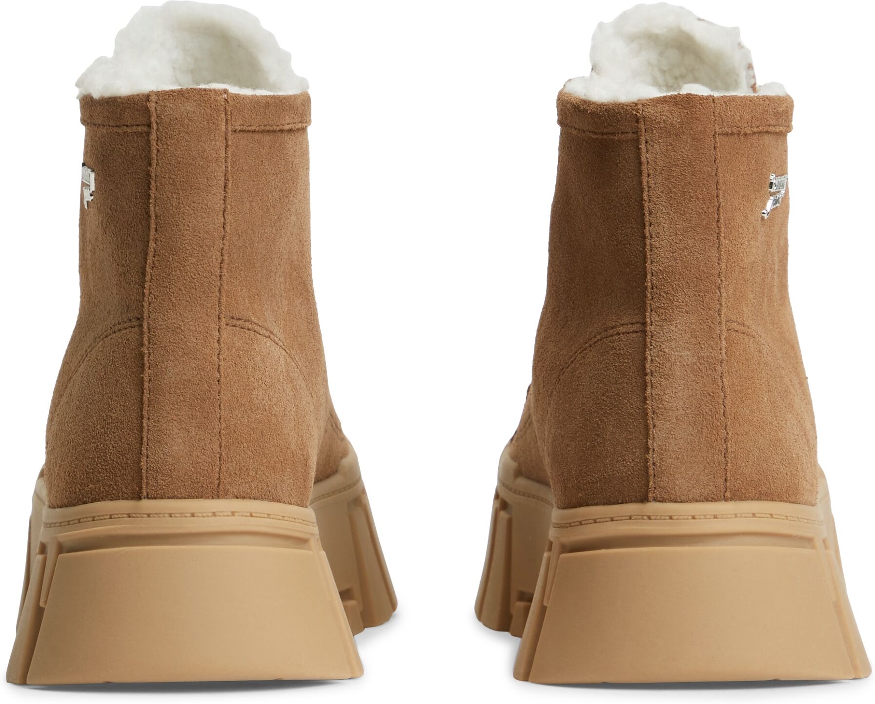 Winterboots TOMMY JEANS "TJW PLATFORM SNEAKER MC WL", Damen, Gr. 41, braun (hellbraun), Veloursleder, unifarben, Basic, Schuhe Winterboots, Plateauboots mit seitlichem Schmucklogo