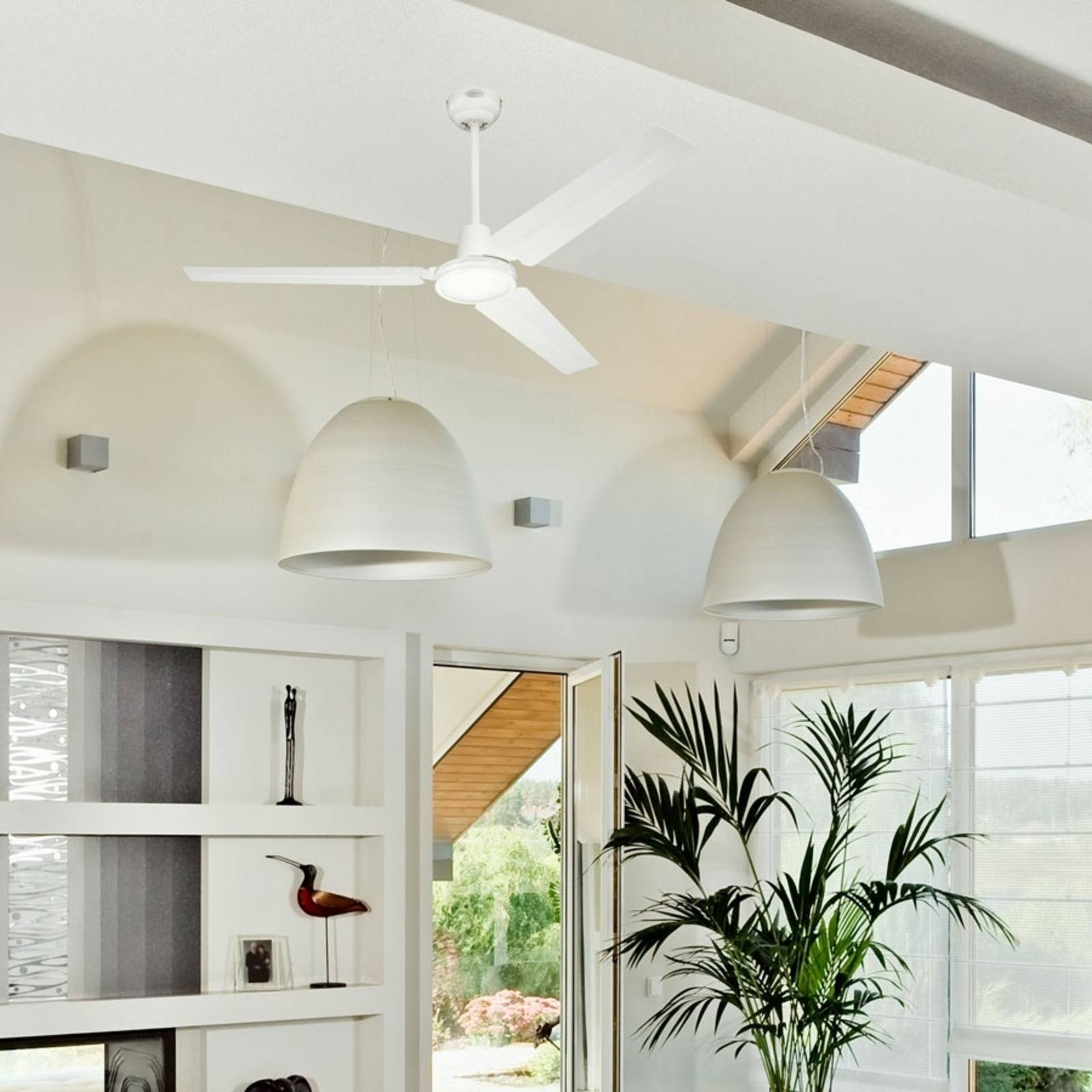 Westinghouse Industrial Ceiling Fan, White, Quiet, Ã˜ 142 cm, White / opal, Living / Dining Room