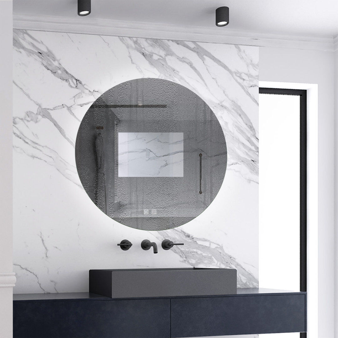 Ivy Bronx Chilyn Round Wall Mirror Set White 70 x 70cm