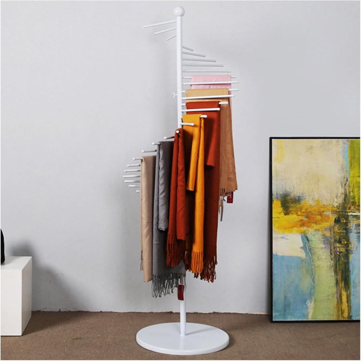Wit Sjaalhouder Accessoire Rek met Spiraal Ontwerp B: 42 cm, H: 150 cm