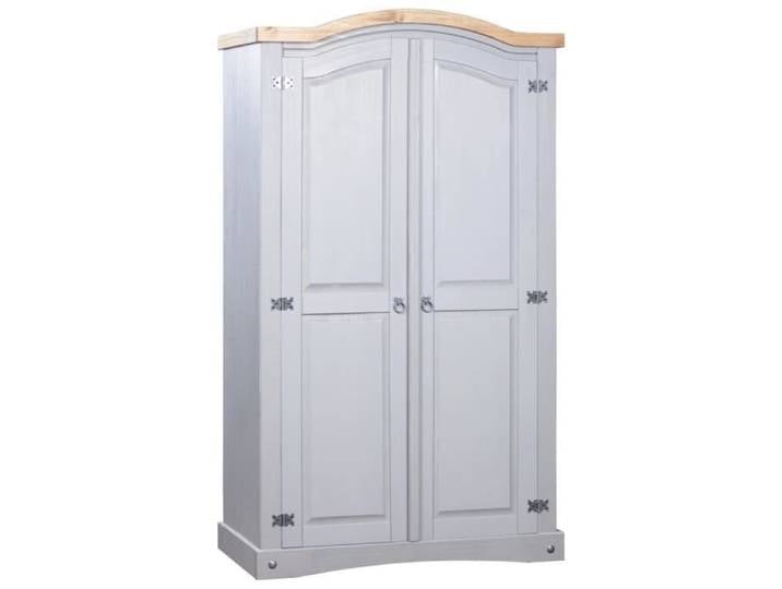 Garde-robe Armoire de style mexicain Corona - OVONNI - 2 portes - Pin massif - Gris