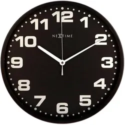 Nextime, Wanduhr, klok 3053zw Dash Black, Ø 35 cm, Wall, Black/ White (35 cm)