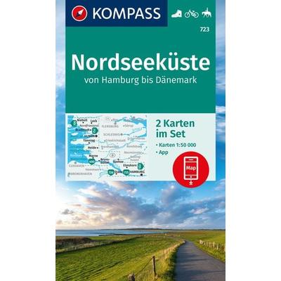 KOMPASS Wanderkarten-Set 723 Nordseeküste von Hamburg bis Dänemark (2 Karten) 1:50.000, Sonstige von , Kompass-Karten, 978-3-99121-724-4