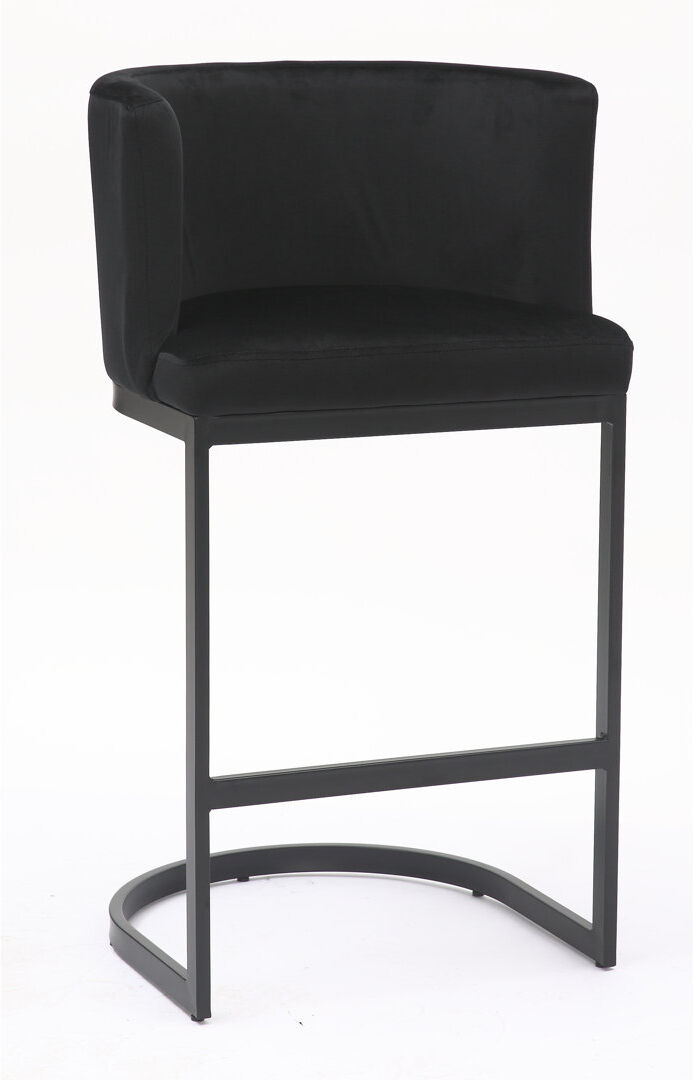 AUSTEN & Co. Lamboro bar stools Yes Velvet Bar Stool with Steel Frame Black 92cm H X 48cm W X 43cm D