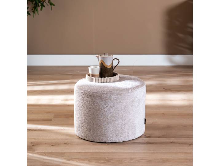 Bronx71 Bouclé Hocker Nora rund beige