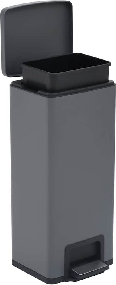 vidaXL Poubelle à pédale anti-empreinte 30 L Gris Acier inoxydable