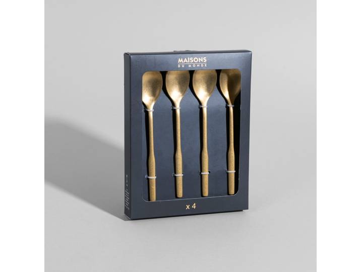 Set aus 4 vergoldeten Edelstahllöffeln