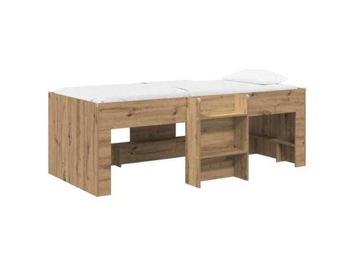 PUGYNBK Bettgestell Loft für Kinder, Eichenholz, 90 x 190 cm Integrierte Leiter, untere Aufbewahrung, TPE-Schutz, modernes Design