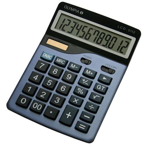 Olympia LCD 5112 Taschenrechner blau 1zeilig 12Stellen-Display Wurzel Prozent GT Speicherfunktion Batterie-Solar-Betrieb