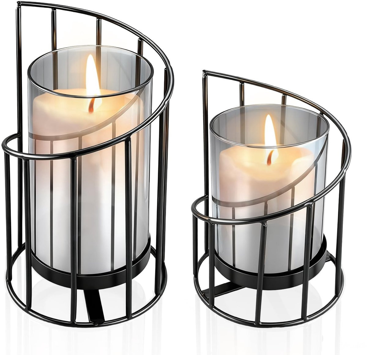 Dailygoods Windlicht kandelaar voor kaarsen - Zwart