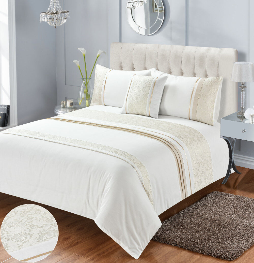Lily Manor Lexie Cotton Blend Floral Duvet Cover Set with Pillowcases Included Ivory Super King - 2 Standard Pillowcases