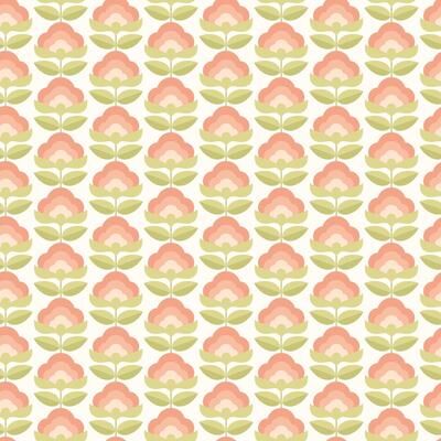 Hoopla Walls Retro Flower Apricot Mix Peel and Stick Wallpaper - N/A