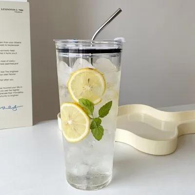 Lush Living Finds Aesthetic Glass Tumbler With Lid & Straw Large Capacity Drinking Cup transparent