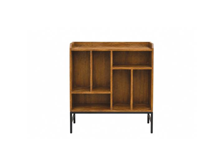 Buffet de rangement vinyles en bois massif et métal noir L76 cm BLUES