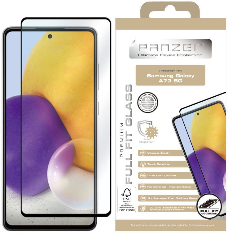 Samsung Galaxy A73 (5G) PANZER Premium Full-Fit Glass - Hærdet Glas - Sort Kant