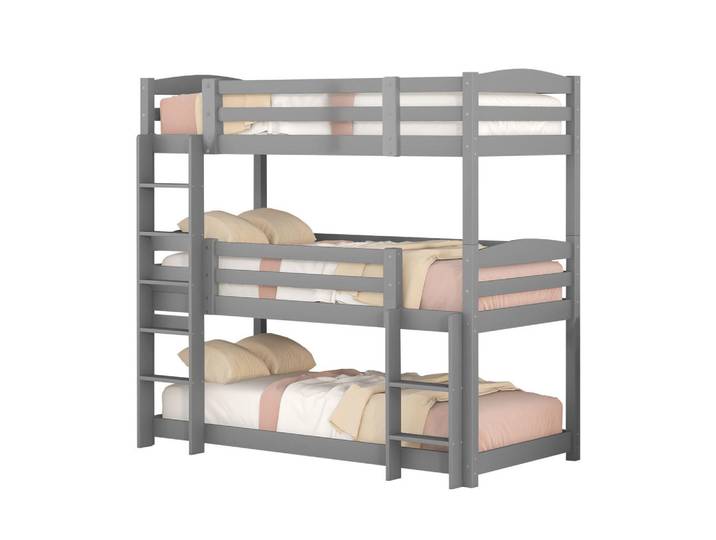 Evryae Etagenbett 90/200 mit Etagenbett, Geländern und Leitern in Grau, 90x200 cm, Babymöbel & Kindermöbel, Kinderzimmer & Jugendzimmer, Stockbetten
