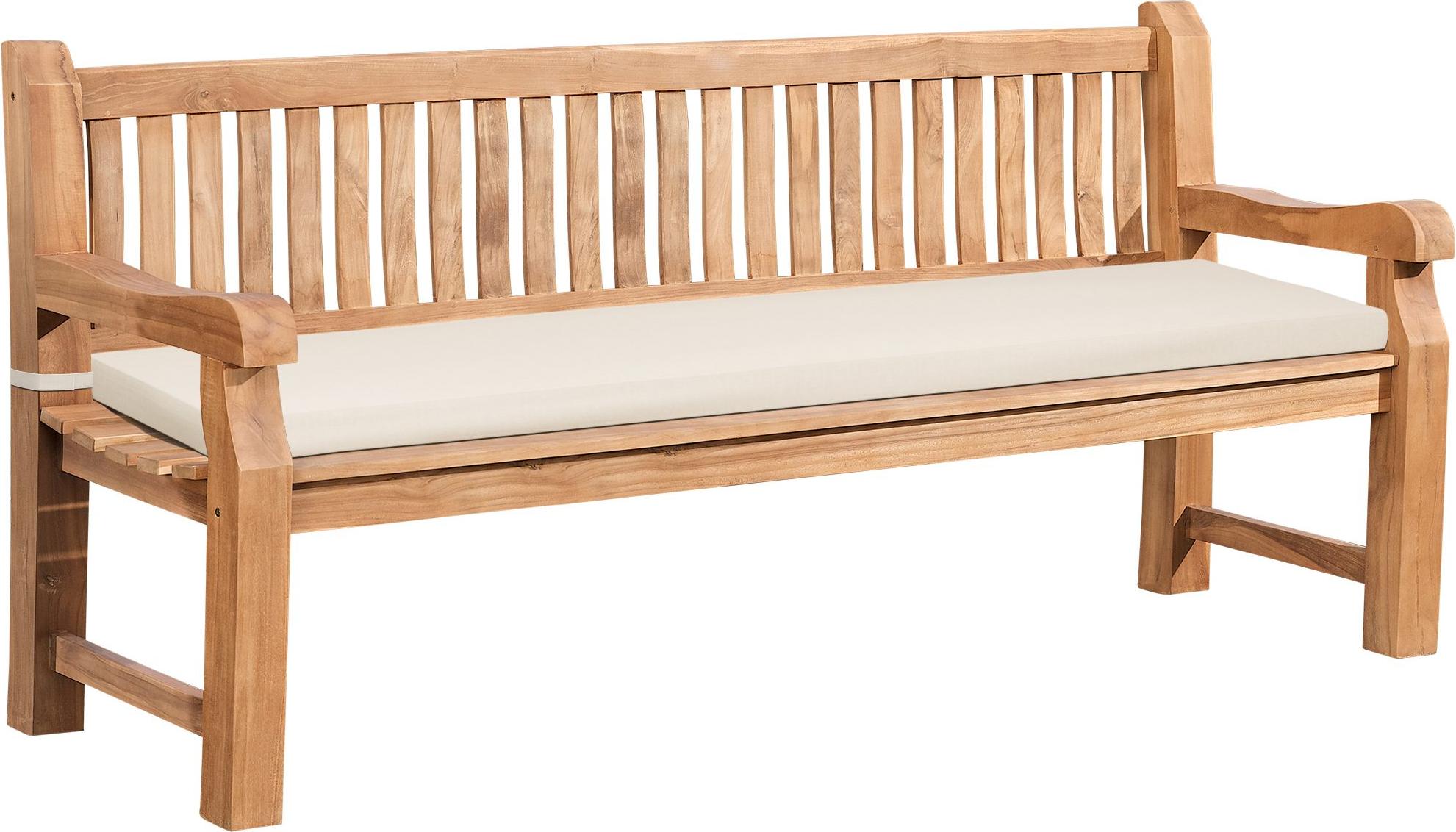 CLP Gartenbank Teakholz Jackson mit Sitzkissen creme Größe 186x48x8 cm