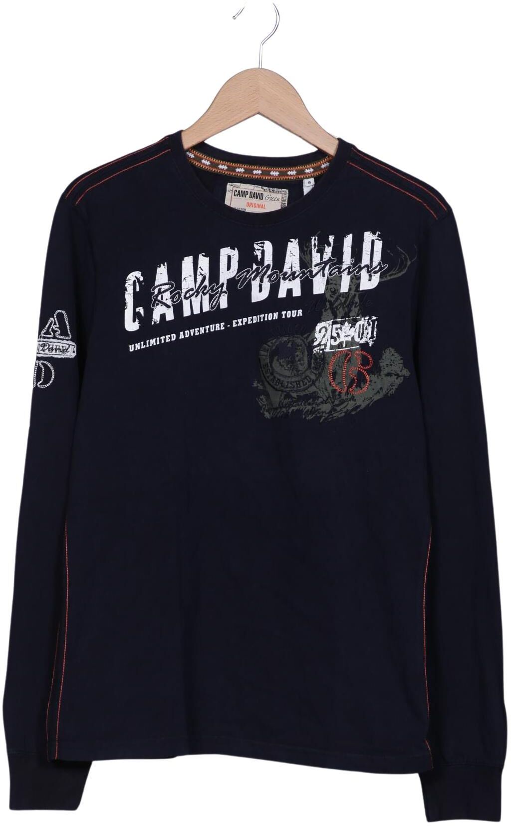 Camp David Herren Langarmshirt, Marineblau, Gr. S, Baumwolle - Second Hand