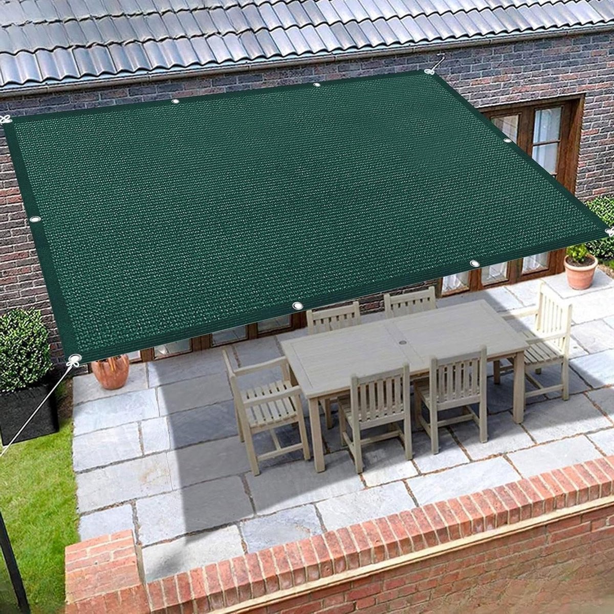 Zonnezeil Rechthoekig Donkergroen - Schaduwdoek voor de Tuin met 98% UV-bescherming - 1.4 x 8 m