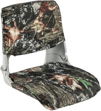 Costway Low Back Folding Padded Boat Seat with 4 Bolts for Outdoor Adventures-Camouflage