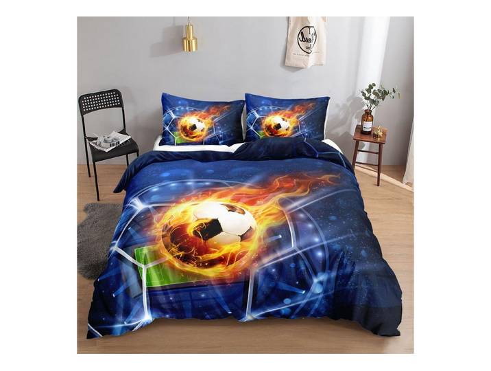 LuxusKollektion Jugendbettwäsche Bettwäsche-Set Flammenfußball 200x200cm
