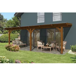 Skan Holz Terrassenüberdachung Rimini 648x250cm nussbaum aus Douglasie