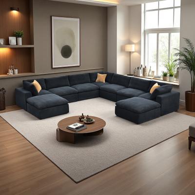 Coffee-Bean Style Full Compressed Modular Sectional Sofa with Toss Pillows