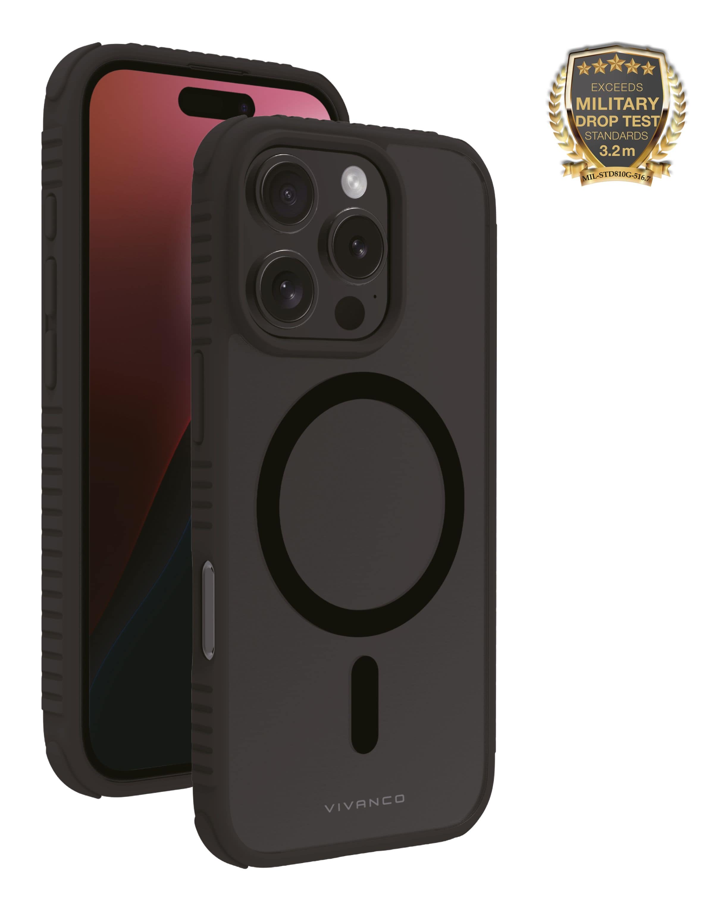Vivanco Cover für iPhone 16 Pro (Schwarz, Durchscheinend) Mag Solid Elite 64229