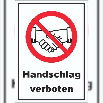 HB-Druck Handschlag verboten Aufkleber kein Händeschütteln Symbol und Text Aufkleber A1 (594x841mm)