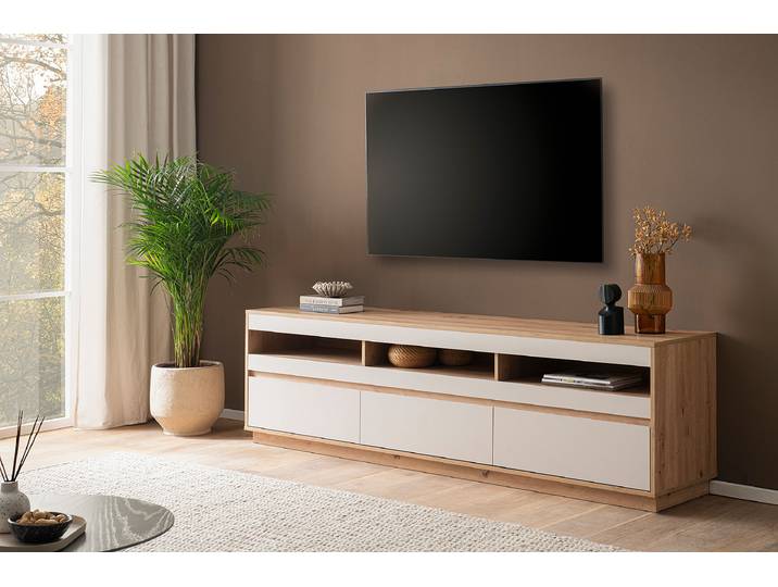TV-Lowboard Spanplatte, beschichtet Braun/Beige 202cm