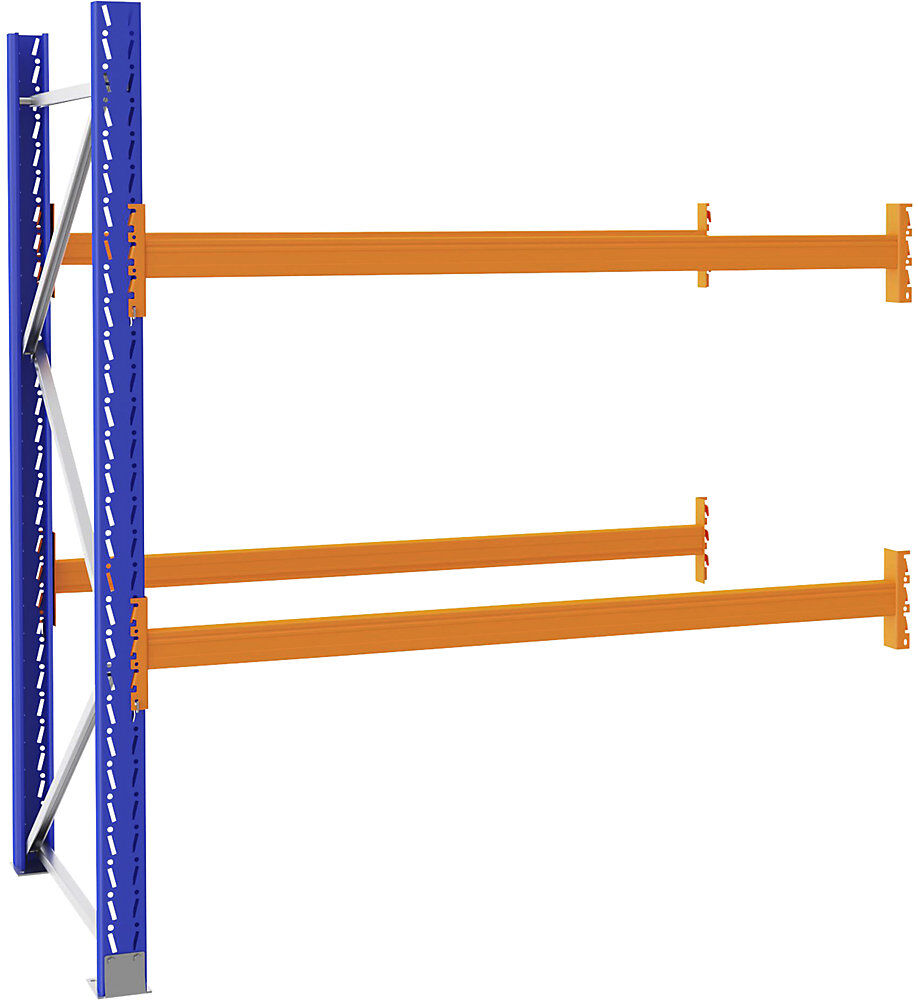 Palettenregal aus Stahl, blau/orange, HxBxT 2100 x 1925 x 1100 mm, Anbauregal eurokraft pro