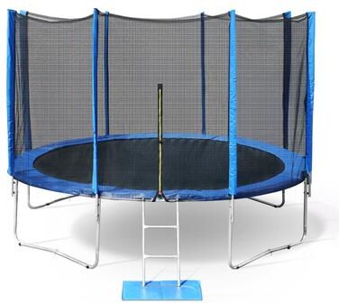 Aoodor Outdoor Trampoline, Recreational Trampoline with Enclosure Outer-Safety Net and Ladder for Kids