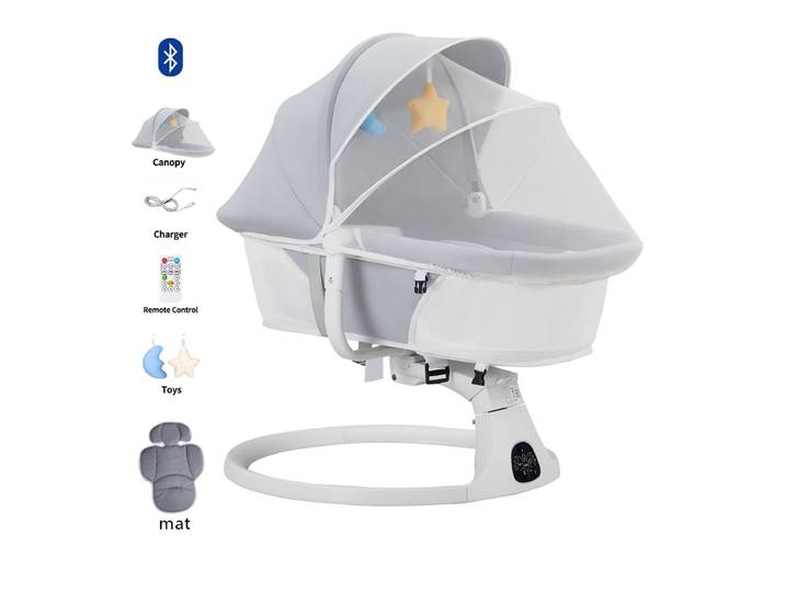 Berceau à bascule pour bébé, berceau électrique multifonctionnel, coaxial pour nouveau-né, lit à bascule plat, panier de couchage