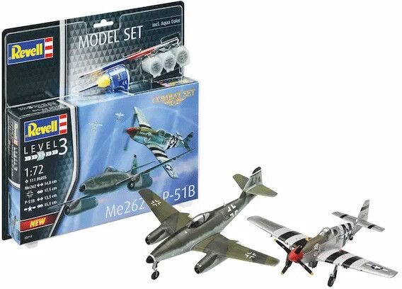 Maquette Avions Messerschmitt Me262 et P-51B Mustang Combat Set Level 3 échelle 1:72 - Revell