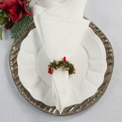 Saro Lifestyle Beaded Wreath Design Napkin Rings (Set of 4)