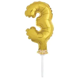 Kuchendeko Folienballon gold Zahl 3