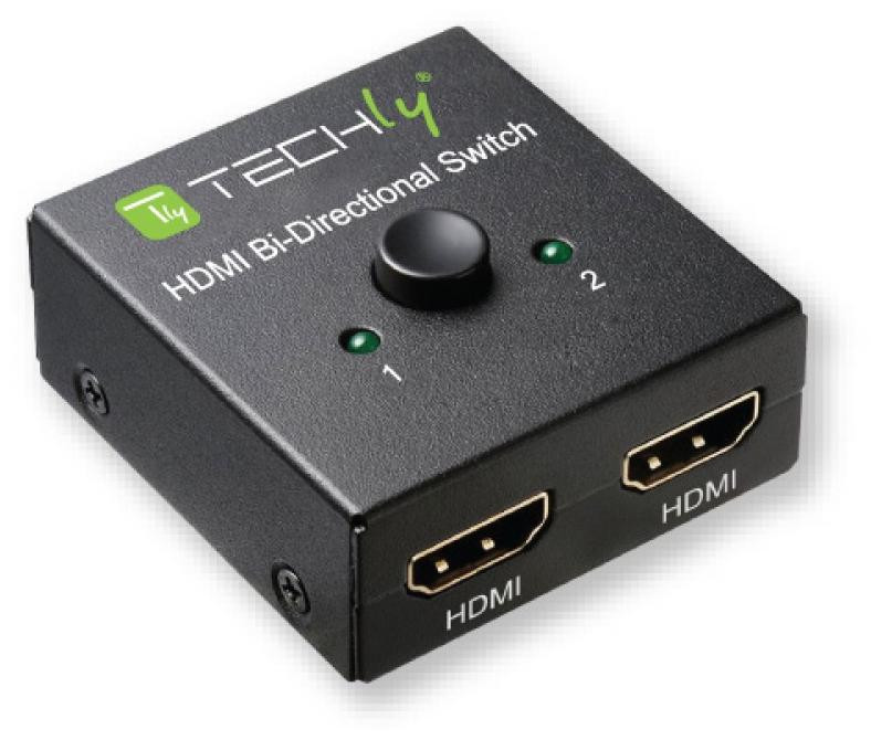 Techly HDMI 4K 60Hz Bidirectionele Switch met 2 poorten, zwart