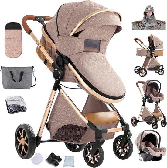Kinderwagen-Set - Transport für Babys - Sichere Ausflüge - 3-in-1 Design - 82 x 61 x 105 cm - Khaki