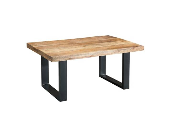 Couchtisch IRON CRAFT 100cm - schwarz natur - Mangoholz Beistelltisch Handarbeit, Massivholz, hochwertig, individuelle Maserung, für Wohnzimmer, Unikat, Eisengestell