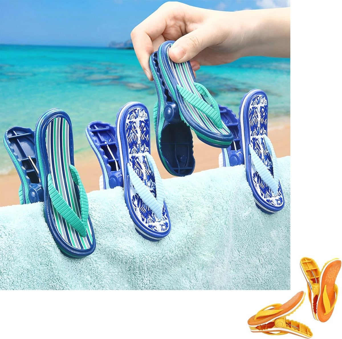 Set van 2 multifunctionele strand handdoek klemmen voor zonnebed en strandstoel
