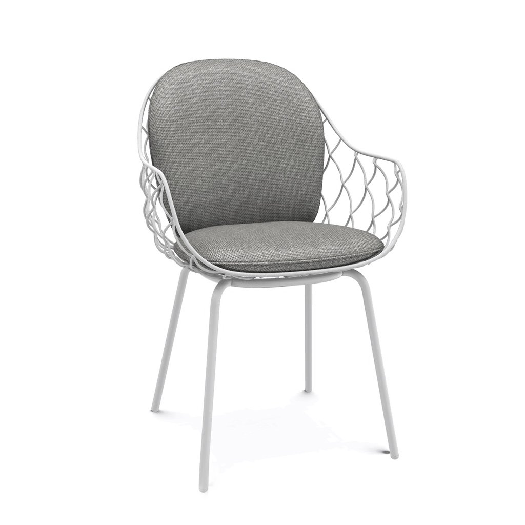 Magis Piña Outdoor Sessel (Gestell weiss / Kissen grau melange) Gestell weiss / Kissen grau melange SD1842/5108+5108+Polyhedra 1111 / grey mÃ©lange