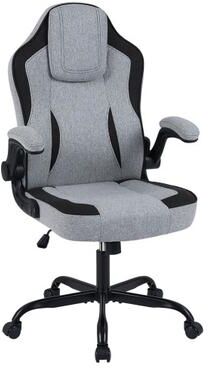 Costway Ergonomic Computer Office Chair with 90° Flip-up Armrests-Gray