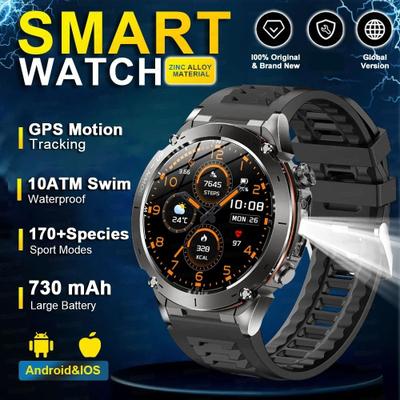 Uplift Essentials "Stratos 4 GPS Tactical Smart Watch 1.43"" AMOLED HD Display & Compass Pro Barometric Altimeter & Flashlight SmartWatc black"