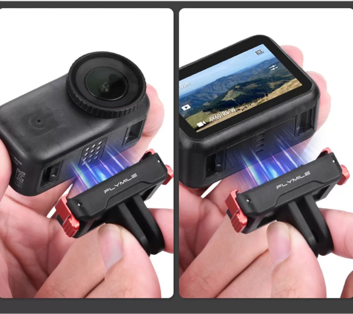 INF Base magnétique à dégagement rapide compatible avec DJI Osmo Action 6 et Osmo Nano - Double griffe, nylon chargé de verre +