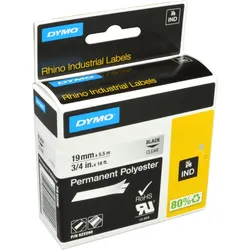 Dymo Label Band IND 622290 schwarz auf klar 19mm x 5,5m Polyester permanent