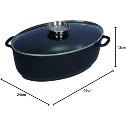 Kelomat Bräter oval 3-teilig, 8L, Pfanne + Kochtopf, Silber