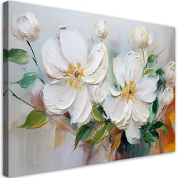WANDBILD weiße blühende blumen wie gemalt